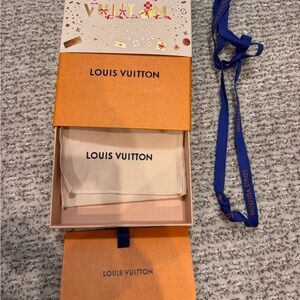 Louis Vuitton Orange Holiday Gift Box with Blue Ribbon
